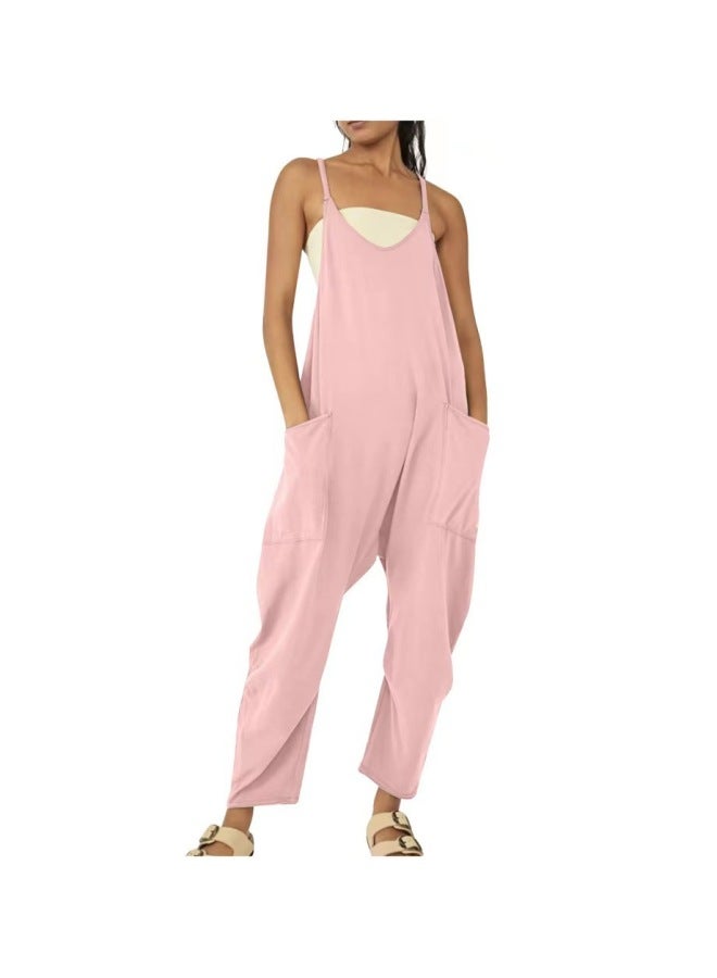 New European And American Fashion Solid Color Cotton Knitted High Elastic Explosive Large Patch Bag Sling Jumpsuit