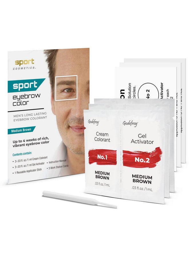 SPORT COSMETICS صبغة حواجب رياضية للرجال علاج طويل الأمد لتغطية الشعر الرمادي للبrow بني متوسط  - Image 2