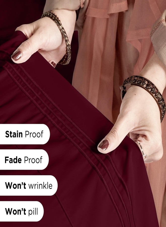 ROYALE LINENS طقم ملاءات سرير من رويال لينينز - 3 قطع، مقاس توين إكس إل - مصنوع من ألياف دقيقة ناعمة مصقولة 1800 - ملاءة مثبتة، ملاءة مسطحة، غطاء وسادة - مقاوم للتجاعيد والبهتان، مقاس توين إكس إل (توين إكس إل، عنابي) - Image 5