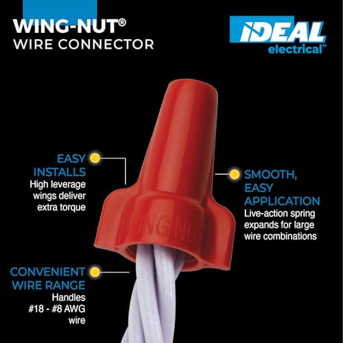 Ideal Industries IDEAL Electrical 30-452 Wing-Nut 452 Wire Connector, Red (Pack of 100) - Image 2