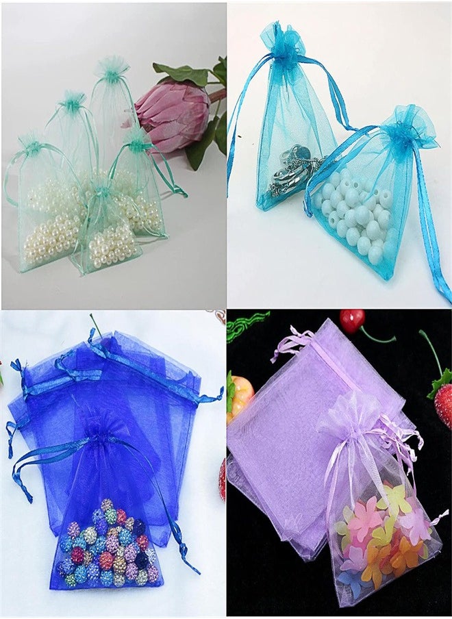 Generic 100 Pcs Organza Gift Bags, Mix Color Jewelry Pouches Sheer Drawstring Pouches, Mesh Organza Favour Bags for Jewellery Eyelashes Baby Shower Wedding Party Supplies  - Image 4