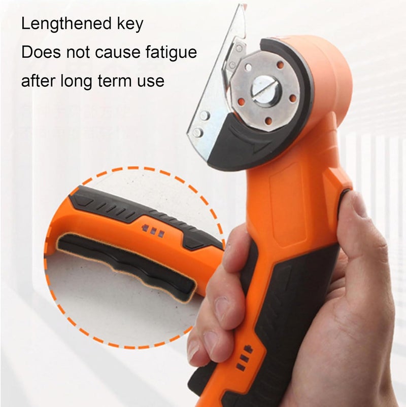 Sorandy Rechargeable Cordless Electric Scissor, Power Rotatable Cardboard Cutter, Box Cutter with Non Slip Ergonomic Handle, Ideal for Fabric, Leather, Carton, Plastic & DIY Crafts (Orange) - Image 2