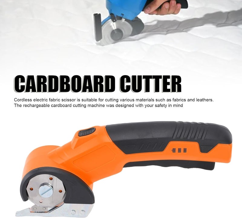 Sorandy Rechargeable Cordless Electric Scissor, Power Rotatable Cardboard Cutter, Box Cutter with Non Slip Ergonomic Handle, Ideal for Fabric, Leather, Carton, Plastic & DIY Crafts (Orange) - Image 4