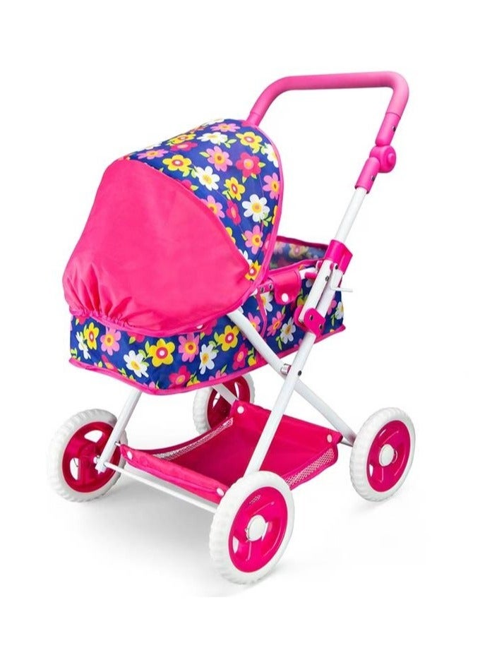 دمية لعبة أطفال محاكاة عربة أطفال - وردي