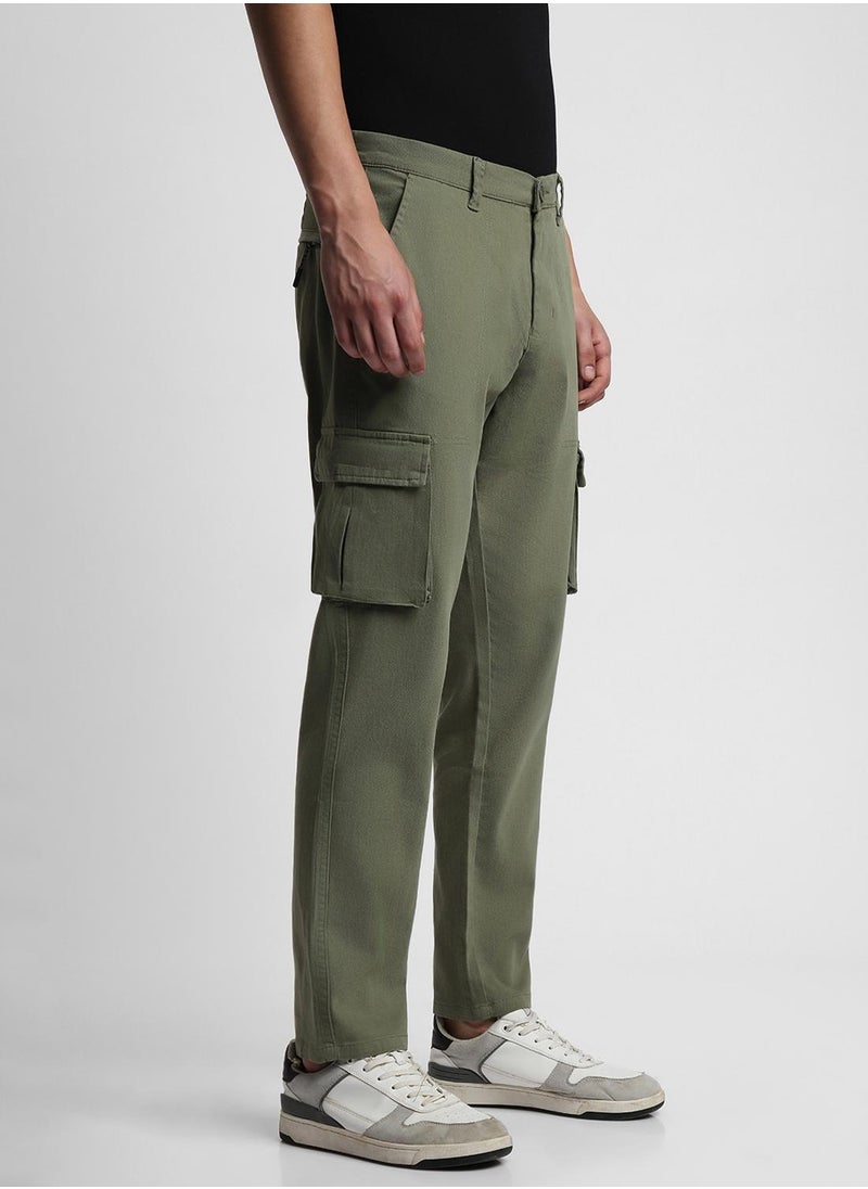 Dennis Lingo Slim Fit Light Olive Trouser for Men - Cotton Blend, Full Length, Mid Rise, Casual,  - Image 3