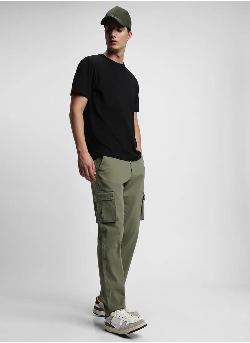 دينيس لينغو Slim Fit Light Olive Trouser for Men - Cotton Blend, Full Length, Mid Rise, Casual,