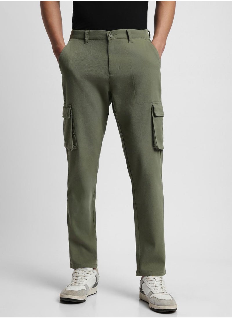 Dennis Lingo Slim Fit Light Olive Trouser for Men - Cotton Blend, Full Length, Mid Rise, Casual,  - Image 2