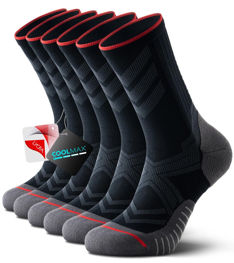 RUIXUE COOLMAX Performance Running Socks Men Women, Cushioned Crew Athletic Socks for Men Moisture Wicking 3 Pack - Image 1