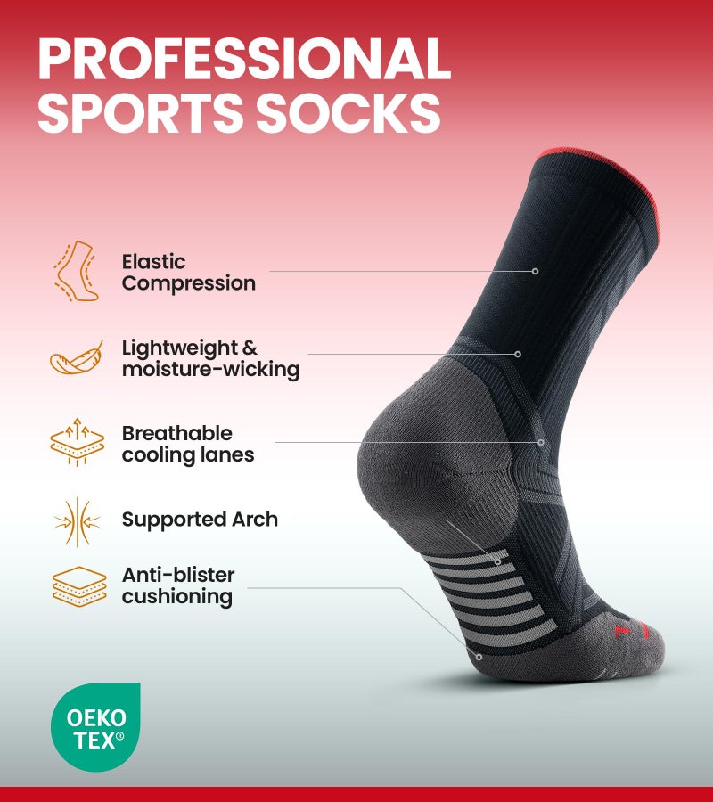 RUIXUE COOLMAX Performance Running Socks Men Women, Cushioned Crew Athletic Socks for Men Moisture Wicking 3 Pack - Image 2