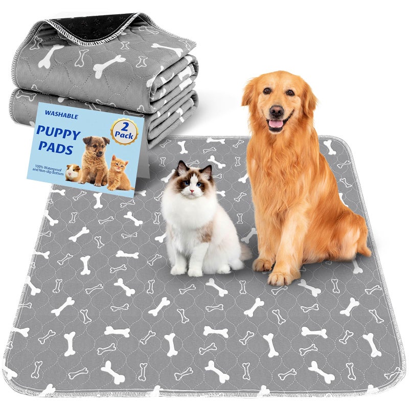 Bao dan Baodan Washable Pee Pads for Dogs, 2 Pack Large Reusable Puppy Pads, Non-Slip Waterproof Dog Mats for Floors, Fast-Absorbent Whelping Pad, Playpen Mat for Crate or Indoor Use (36"x48", Gray) - Image 1