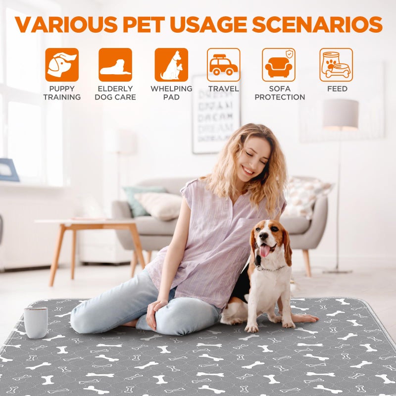 Bao dan Baodan Washable Pee Pads for Dogs, 2 Pack Large Reusable Puppy Pads, Non-Slip Waterproof Dog Mats for Floors, Fast-Absorbent Whelping Pad, Playpen Mat for Crate or Indoor Use (36"x48", Gray) - Image 4