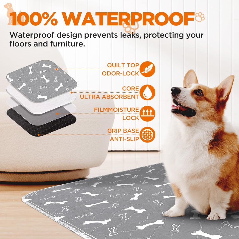 Bao dan Baodan Washable Pee Pads for Dogs, 2 Pack Large Reusable Puppy Pads, Non-Slip Waterproof Dog Mats for Floors, Fast-Absorbent Whelping Pad, Playpen Mat for Crate or Indoor Use (36"x48", Gray) - Image 3