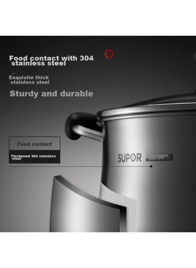 Supor, Little Red Circle 304 Stainless Steel Soup Pot, 24cm, Thickened Bottom, Enlarged Stew Pot, St24p1 - Image 2