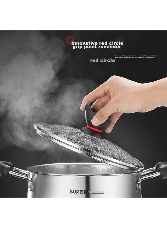 Supor, Little Red Circle 304 Stainless Steel Soup Pot, 24cm, Thickened Bottom, Enlarged Stew Pot, St24p1 - Image 1