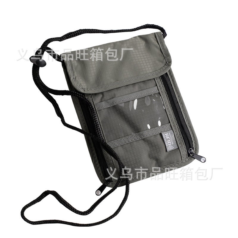 Unisex Waterproof Passport Holder Neck Pouch dark blue with transparent window