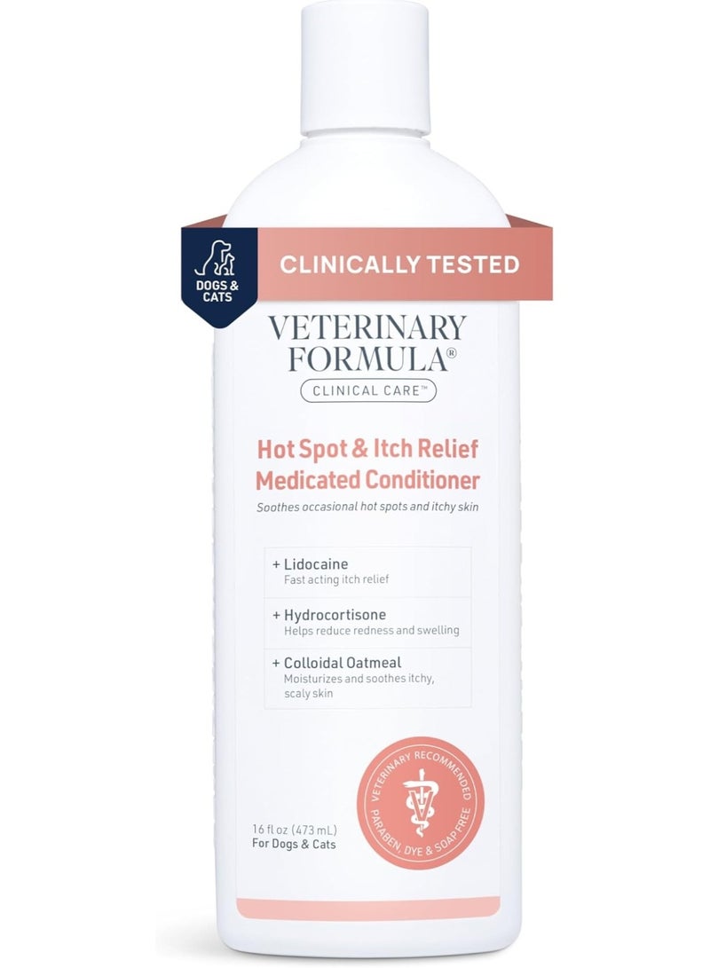 Veterinary Formula Clinical Care Hot Spot & Itch Relief Cat & Dog Medicated Conditioner, 16 oz – Oatmeal Conditions Skin for a Lustrous Coat, Formulated to Help Alleviate Itchy Skin - Image 1