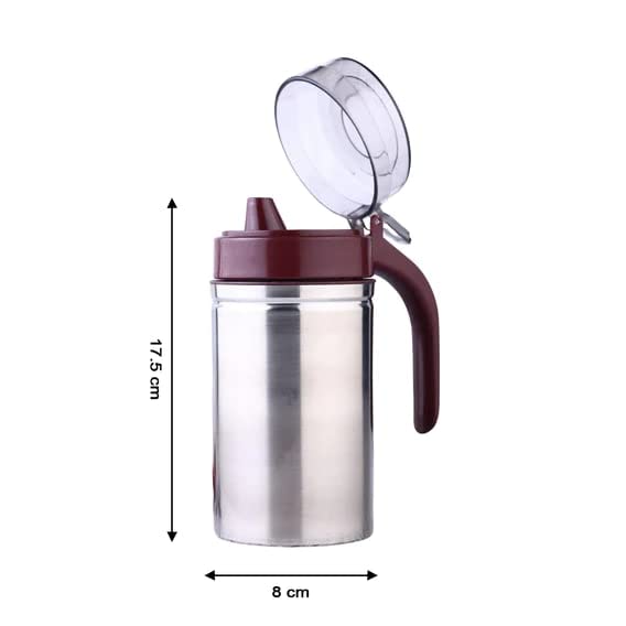 LIPSA ENTERPRISE Steel Stainless Oil Dispenser Bottle Cooking Olive Oil Container for Kitchen with Handle Dust Free Cap Cover & Leak Proof Oil Bottle Oil Pot Pourer Jar Oil Cans (500ml) - Image 2