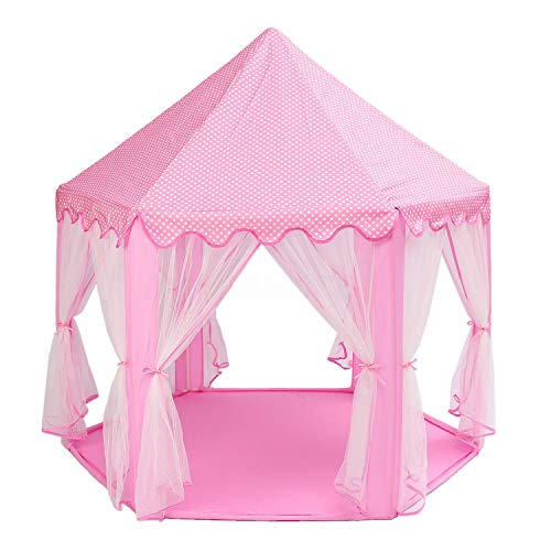 POCO DIVO Princess Castle Girls Play House Indoor Pink Toy Tents Kids Outdoor Playhouse - Image 1