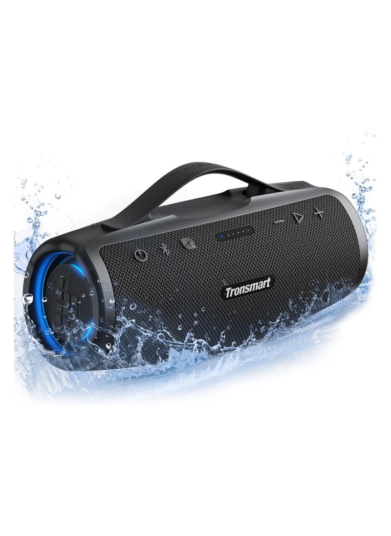 ترونسمارت مكبر صوت محمول بتقنية البلوتوث من Tronsmart Mirtune S100، 50 وات، صوت جهير قوي وصوت عالٍ واضح، مقبض قابل للسحب، وقت تشغيل يصل إلى 20 ساعة، مقاوم للماء IPX7، معادل صوت مخصص، بنك طاقة مدمج للاستخدام في الهواء الطلق والتخييم والشاطئ (أسود)  - Image 1