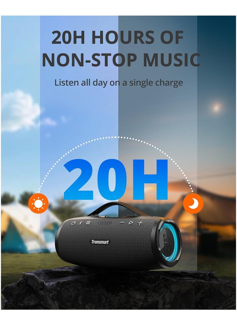 ترونسمارت مكبر صوت محمول بتقنية البلوتوث من Tronsmart Mirtune S100، 50 وات، صوت جهير قوي وصوت عالٍ واضح، مقبض قابل للسحب، وقت تشغيل يصل إلى 20 ساعة، مقاوم للماء IPX7، معادل صوت مخصص، بنك طاقة مدمج للاستخدام في الهواء الطلق والتخييم والشاطئ (أسود)  - Image 2