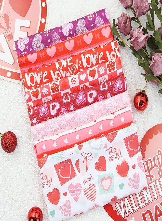 Geluode Valentine's Day Fabric,8 PCS 8 Designs Cotton Sewing Fabric Squares, Love Heart Floral Fat Quarters Quilting Fabric Bundles Material for Valentine's Day Wedding Decorative Sewing DIY Fabric Crafts - Image 4