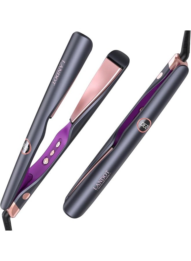 LANDOT 2-in-1 Hair Straighteners and Curler - Twist Floating Plates for Create Salon Waves, Curls, Straight Styles | Flat Curling Iron, Anti-Frizz Ionic, Smooth Glide Floating Plates, 30s Fast Heat-Up, 12 Temps 250-450°F, All Hair Types - Image 1