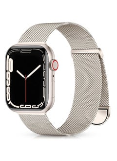 Zedoli Compatible with Apple Watch Band 44mm 45mm 42mm 49mm for Men Women, Stainless Steel Mesh Loop Magnetic Clasp Metal Strap for iWatch Ultra SE Series 9 8 7 6 5 4 3 2 1, 42 44 45 49 mm, Starlight  - Image 1
