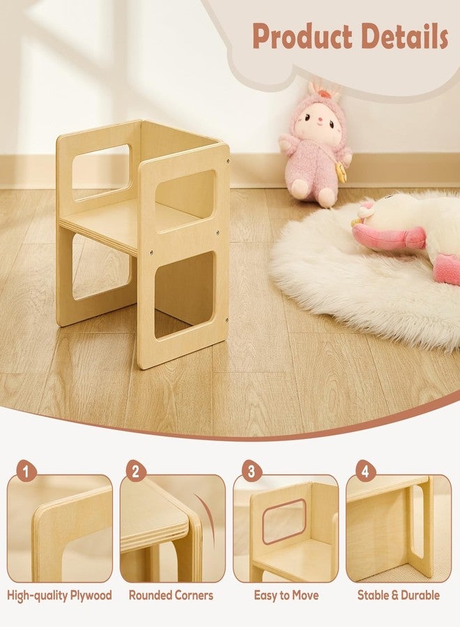 FUNLIO Height Adjustable Montessori Weaning Chair for Age 1-3, Quality Solid Wooden Chair, for Eating/Reading/Playing,Montessori Furniture with CPC Certified - Natural - Image 4
