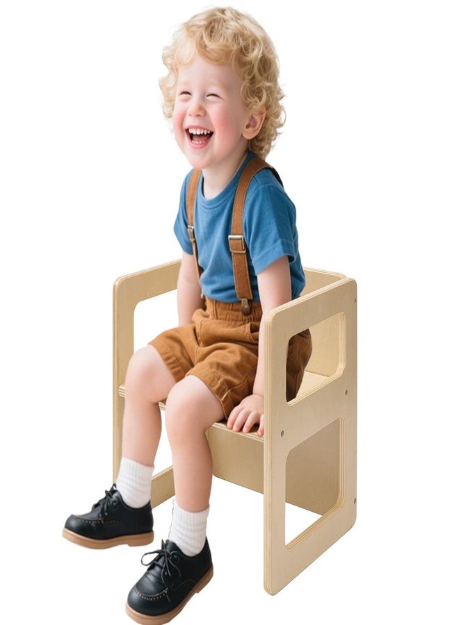 FUNLIO Height Adjustable Montessori Weaning Chair for Age 1-3, Quality Solid Wooden Chair, for Eating/Reading/Playing,Montessori Furniture with CPC Certified - Natural - Image 1