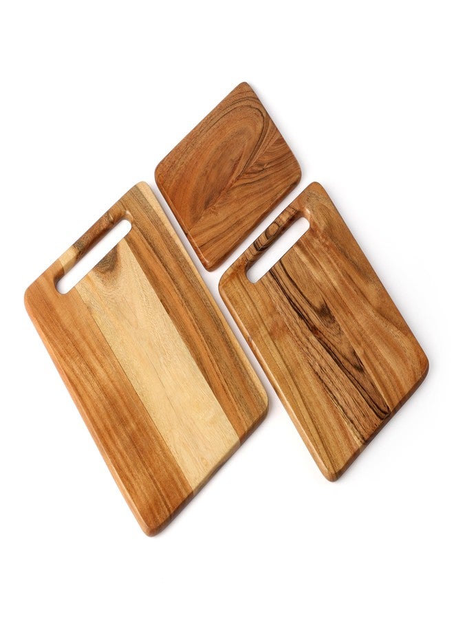 WEBHUSHI Acacia Wood Cutting Boards Set of 3 mix of 3 Sizes, Rectangular with Juice Groove Thickness 0.67 Inches (Set of 3 of Mix Sizes With Handles) - Image 4