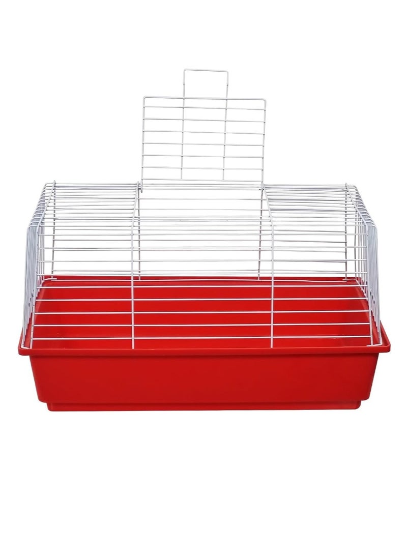 NNC PETS Rabbit cage, Open-top design metal wire pet cage for Guinea pigs, Hamster, and Small-sized pets, Anti-spouting cage with Removable plastic bottom 62 cm (Red) - Image 1