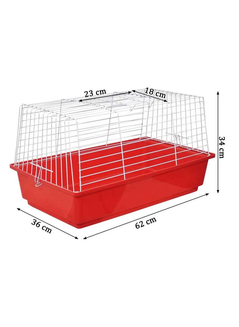 NNC PETS Rabbit cage, Open-top design metal wire pet cage for Guinea pigs, Hamster, and Small-sized pets, Anti-spouting cage with Removable plastic bottom 62 cm (Red) - Image 2