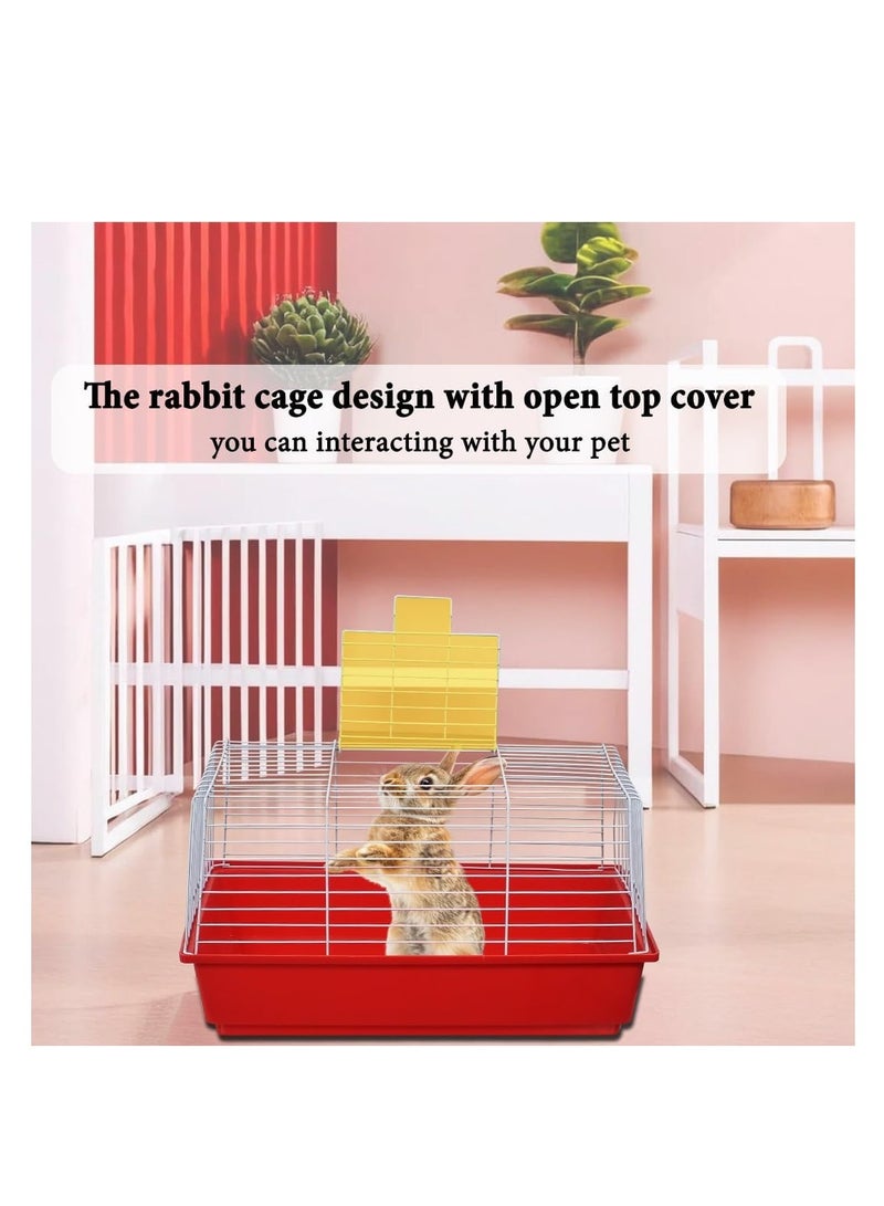 NNC PETS Rabbit cage, Open-top design metal wire pet cage for Guinea pigs, Hamster, and Small-sized pets, Anti-spouting cage with Removable plastic bottom 62 cm (Red) - Image 3