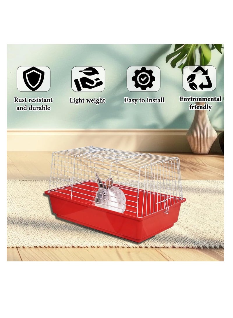 NNC PETS Rabbit cage, Open-top design metal wire pet cage for Guinea pigs, Hamster, and Small-sized pets, Anti-spouting cage with Removable plastic bottom 62 cm (Red) - Image 4