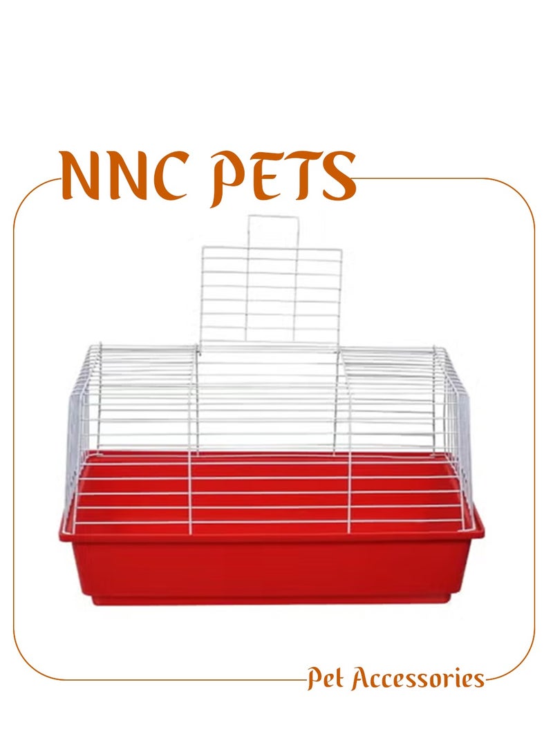 أن ان سي بيتس قفص أرانب، قفص حيوانات أليفة معدني بتصميم مفتوح من الأعلى للخنازير الغينية والهامستر والحيوانات الأليفة صغيرة الحجم، قفص مضاد للقذف مع قاعدة بلاستيكية قابلة للإزالة 62 سم ​​(أحمر) - Image 1