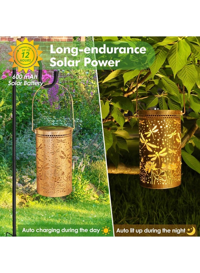 Fabuday Fabuday Dragonfly Lotus Outdoor Solar Lantern Waterproof - Hanging Solar Power Lights Led for Outside, Garden Decor for Patio, Porch, Balcony, Yard and Deck, Gardening Decorations Gifts for Women Mom  - Image 4