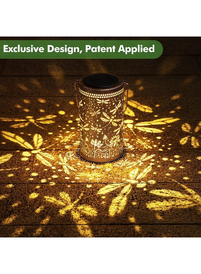 Fabuday Fabuday Dragonfly Lotus Outdoor Solar Lantern Waterproof - Hanging Solar Power Lights Led for Outside, Garden Decor for Patio, Porch, Balcony, Yard and Deck, Gardening Decorations Gifts for Women Mom  - Image 2