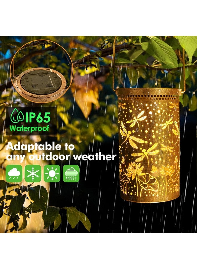Fabuday Fabuday Dragonfly Lotus Outdoor Solar Lantern Waterproof - Hanging Solar Power Lights Led for Outside, Garden Decor for Patio, Porch, Balcony, Yard and Deck, Gardening Decorations Gifts for Women Mom  - Image 5