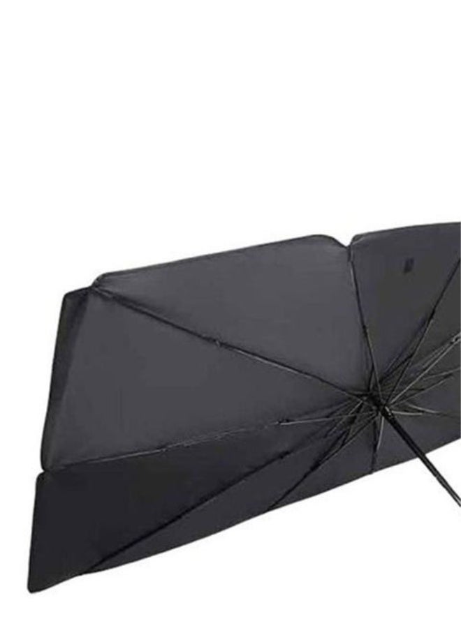 Foldable Car Windshield Sun Shade Umbrella – UV Protection, Heat Blocker, Titanium Silver Coating with Storage Bag - Image 2