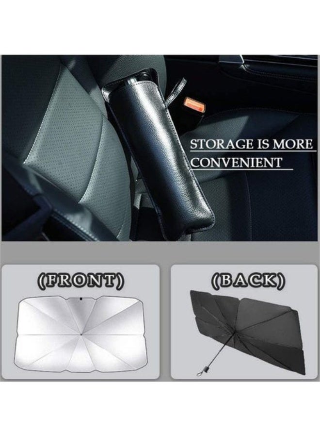 Foldable Car Windshield Sun Shade Umbrella – UV Protection, Heat Blocker, Titanium Silver Coating with Storage Bag - Image 5
