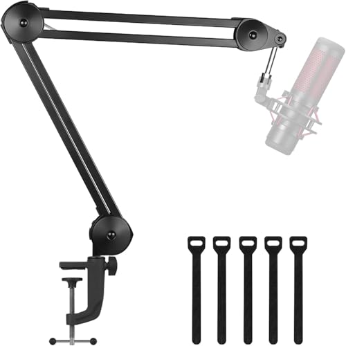 TechBlaze Mic Stand for Desk – TECHBLAZE Heavy Duty Microphone Boom Arm with Clamp, Adjustable 360° Mic Arm Compatible with Blue Yeti, HyperX, Shure SM7B - Image 1