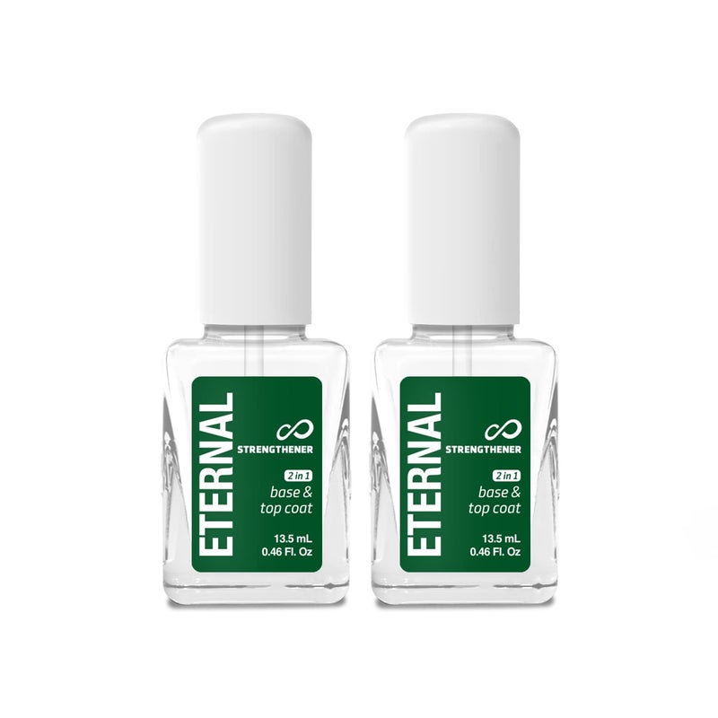 Eternal 2 in 1 Nail Hardener Base Coat Top Coat - 13.5 mL Nails Strengthener with Long Lasting Shine Finish for Strong Nails, Fingernail Polish Wear Extension & Healthy Nail Growth Treatment â€“ 2 Pack - Image 1