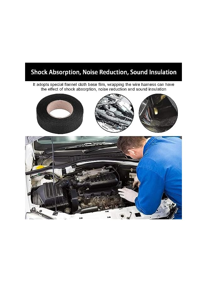 promass Heat Tape, Black Automotive Harness Tape, 6 Rolls Wires Fabric Tapes, High Temperature Resistance Harness Fabric Tape, Electrical Insulation Fastening Tape, 19MM x 15M Tape - Image 4