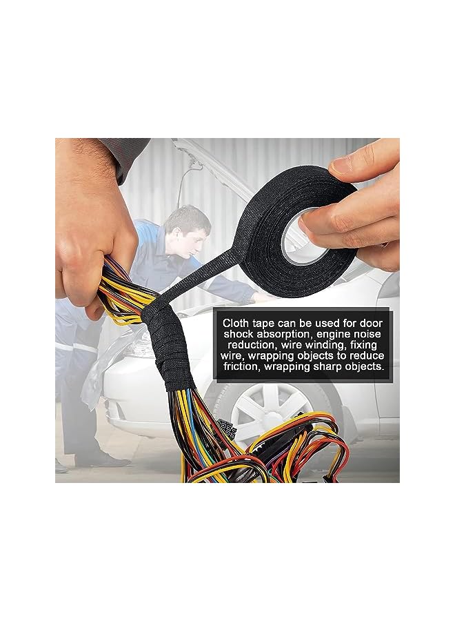 promass Heat Tape, Black Automotive Harness Tape, 6 Rolls Wires Fabric Tapes, High Temperature Resistance Harness Fabric Tape, Electrical Insulation Fastening Tape, 19MM x 15M Tape - Image 5