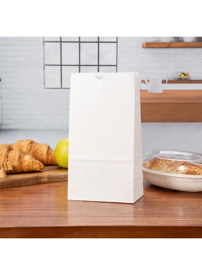 Restaurantware Bag Tek 4lb Paper Bags, 100 Disposable Lunch Bags - Small, For Lunches, Sandwiches, And Snacks, White Paper Kraft Paper Bags, For Shopping, Party Favors, Or Gifts, - Image 2