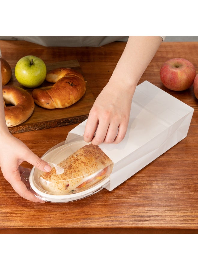 Restaurantware Bag Tek 4lb Paper Bags, 100 Disposable Lunch Bags - Small, For Lunches, Sandwiches, And Snacks, White Paper Kraft Paper Bags, For Shopping, Party Favors, Or Gifts, - Image 3