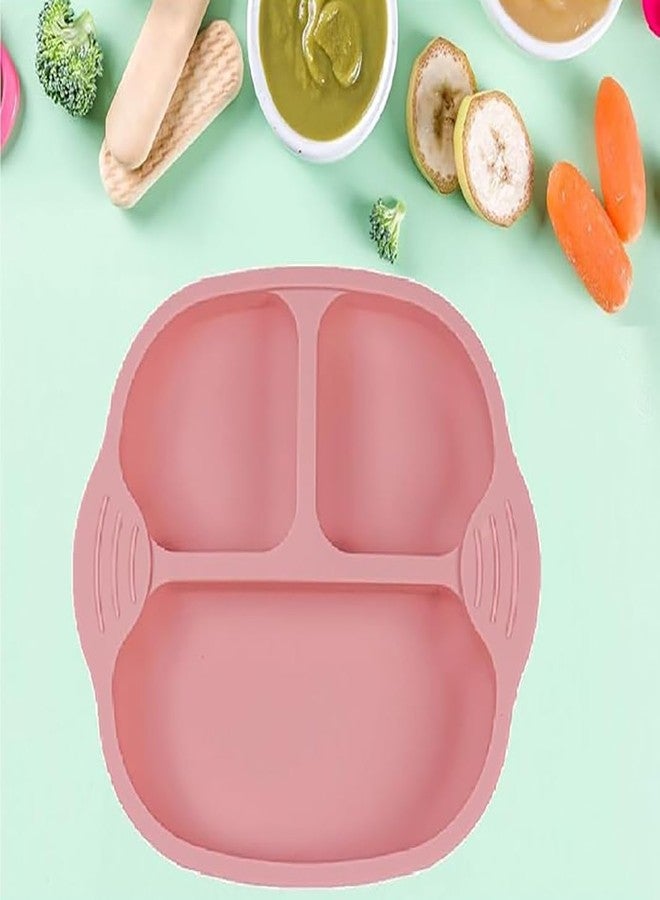 pepplo Self-Feeding Baby Dishes With Suction Cups, Baby Silicone Plates, Food Plate, Non-Slip Toddler Plates For Kids To Feed Themselves, BPA Free, Microwave Safe & Oven Safe, Dishwasher Safe (Pink, 1 Piece) - Image 3