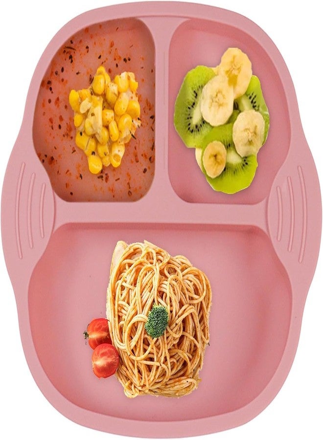 pepplo Self-Feeding Baby Dishes With Suction Cups, Baby Silicone Plates, Food Plate, Non-Slip Toddler Plates For Kids To Feed Themselves, BPA Free, Microwave Safe & Oven Safe, Dishwasher Safe (Pink, 1 Piece) - Image 4