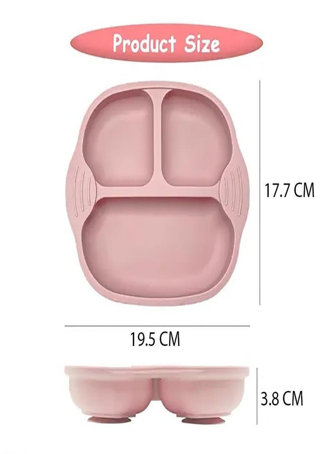 pepplo Self-Feeding Baby Dishes With Suction Cups, Baby Silicone Plates, Food Plate, Non-Slip Toddler Plates For Kids To Feed Themselves, BPA Free, Microwave Safe & Oven Safe, Dishwasher Safe (Pink, 1 Piece) - Image 2