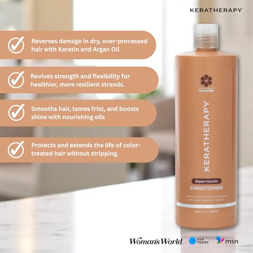 KERATHERAPY Keratin Infused KeratinFIXX Repair Conditioner, 33.8 fl. oz., 1000 ml - Repair Conditioner for Dry, Damaged or Frizzy Hair with Caviar Extract, Argan Oil & Kerabond to Repair Breakage - Image 3